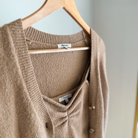 EUC Madewell 2 Piece Haskell Crop Cardigan Sweater Tank Set in Textured Yarn - Picture 3 of 6